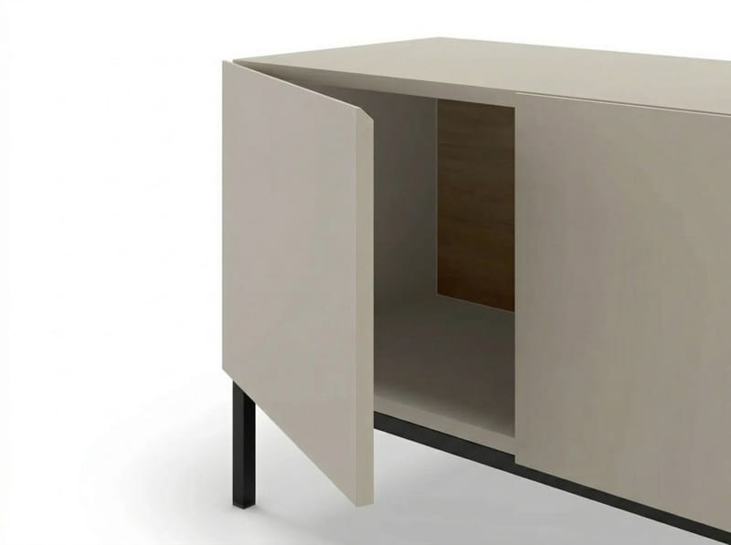 Morlen TV-benk 180x55x41,8 cm - sandstein, naturlig eik og svart - Møbler - Mediamøbel & tv møbel - TV-benk & mediabenk