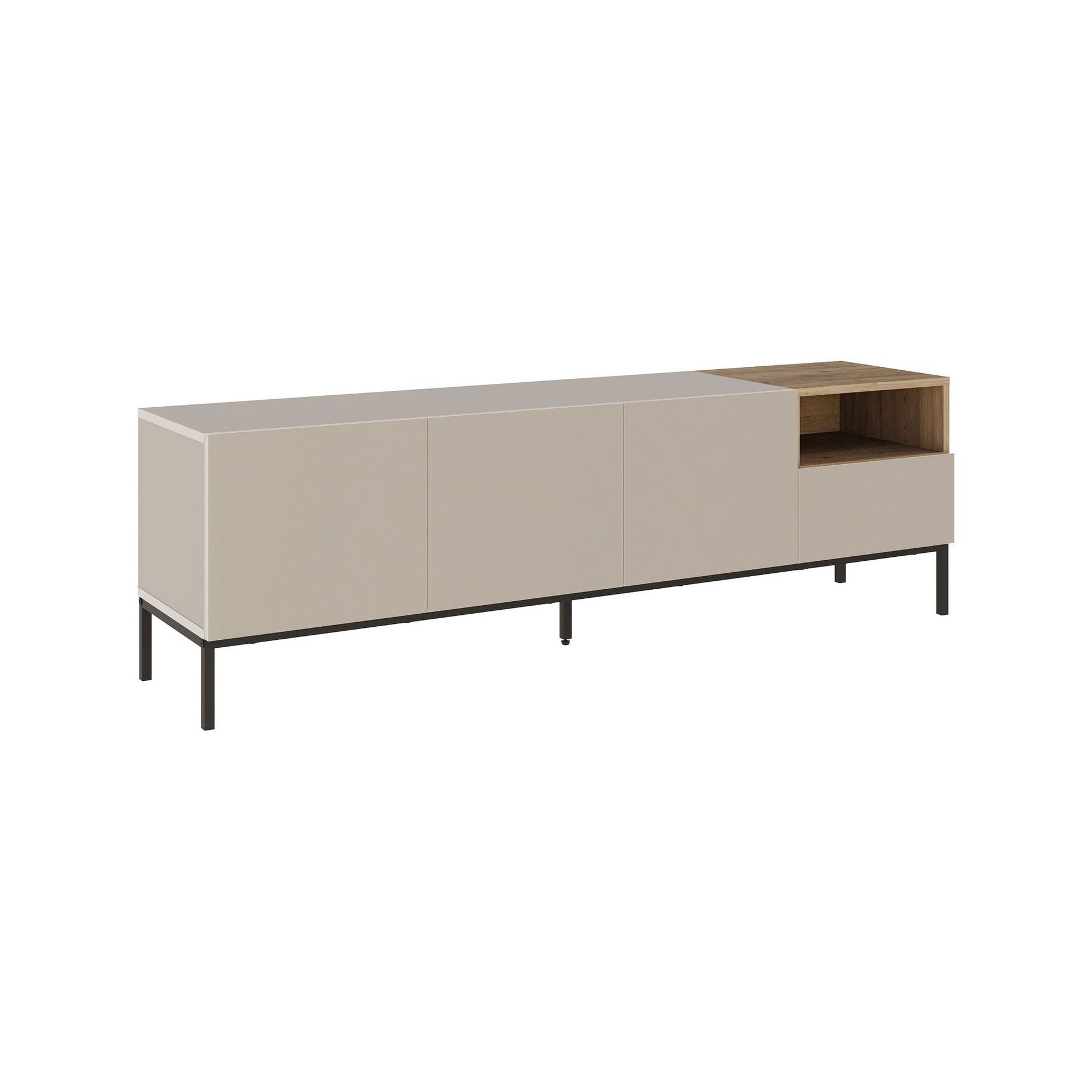 Morlen TV-benk 180x55x41,8 cm - sandstein, naturlig eik og svart
