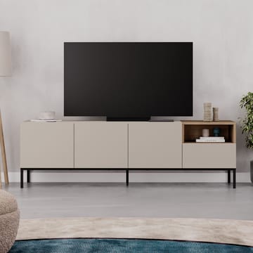 Morlen TV-benk 180x55x41,8 cm - sandstein, naturlig eik og svart - Møbler - Mediamøbel & tv møbel - TV-benk & mediabenk