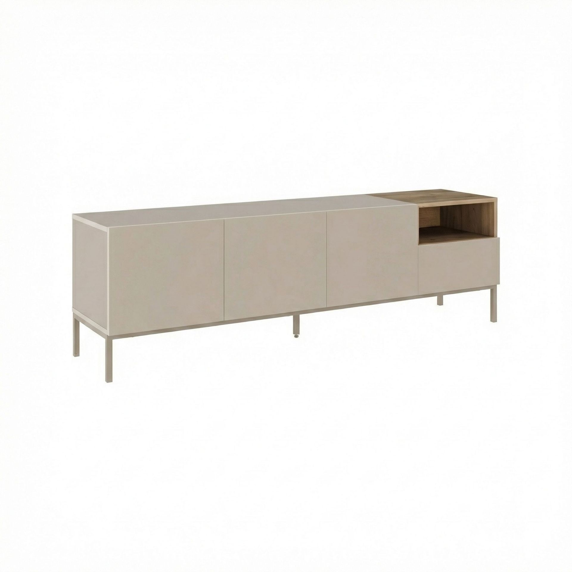 Morlen TV-benk 180x55x41,8 cm - santstone og naturlig eik