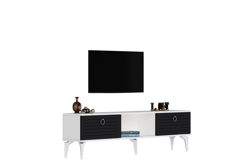 Mula TV-benk 150 cm - Hvit/Antrasitt - Møbler - Mediamøbel & tv møbel - TV-benk & mediabenk