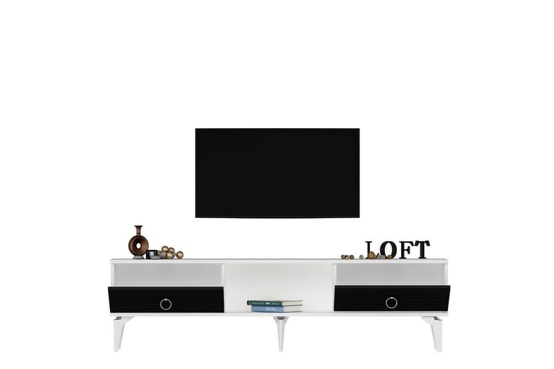 Mula TV-benk 150 cm - Hvit/Antrasitt - Møbler - Mediamøbel & tv møbel - TV-benk & mediabenk