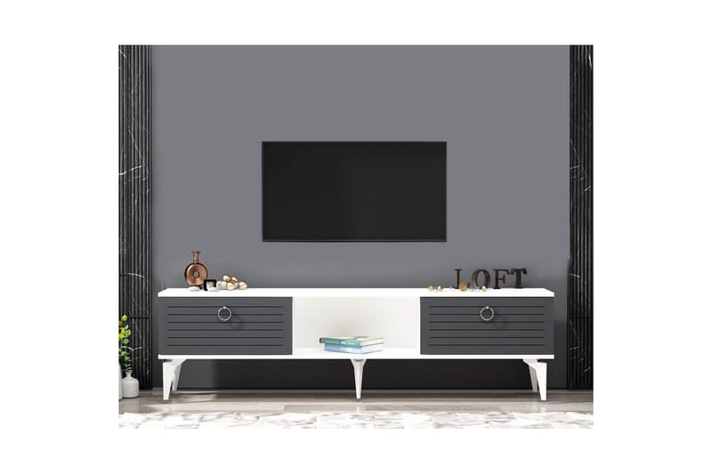 Mula TV-benk 150 cm - Hvit/Antrasitt - Møbler - Mediamøbel & tv møbel - TV-benk & mediabenk