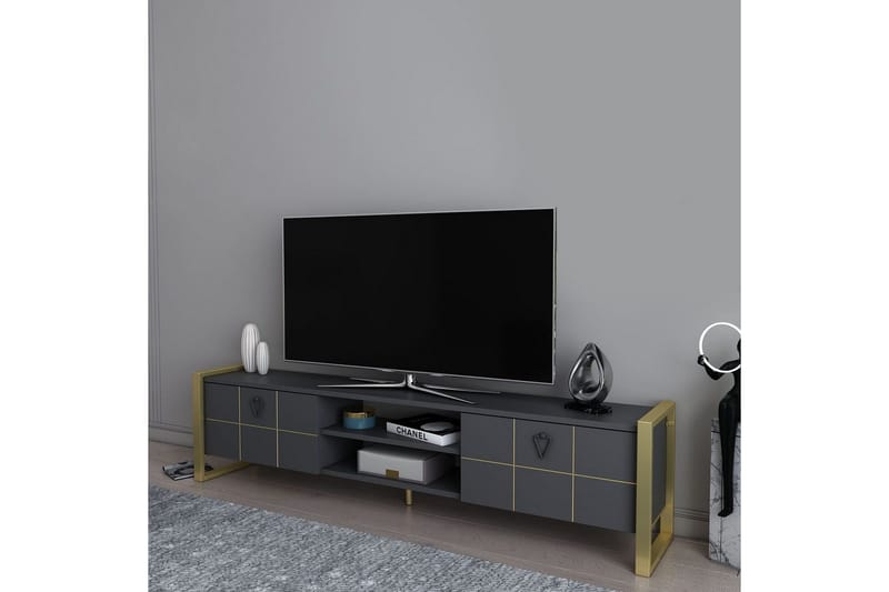 Munetaka TV-benk 184 cm - Antrasitt/Gull - Møbler - Mediamøbel & tv møbel - TV-benk & mediabenk