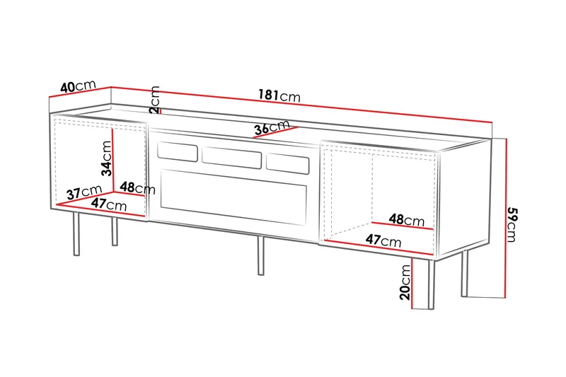 Munkedal TV-benk 181 cm - Svart - Møbler - Mediamøbel & tv møbel - TV-benk & mediabenk