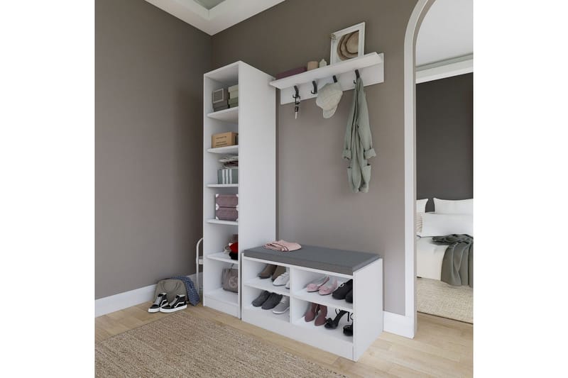 Nagouri TV-møbelsett 130x35 cm - Hvit - Møbler - Mediamøbel & tv møbel - TV-møbelsett