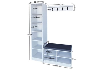 Nagouri TV-møbelsett 130x35 cm - Hvit - Møbler - Gangmøbler - Møbelsett til gang & entre