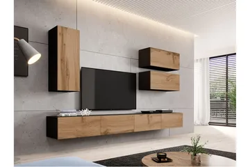 Narbonne Vegghengt 280 cm - Natur/Svart - Møbler - Mediamøbel & tv møbel - TV-møbelsett