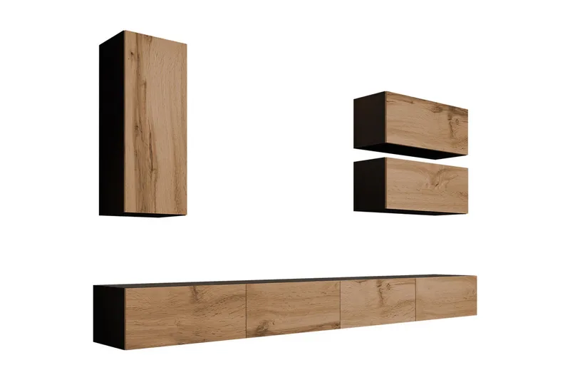 Narbonne Vegghengt 280 cm - Natur/Svart - Møbler - Mediamøbel & tv møbel - TV-møbelsett