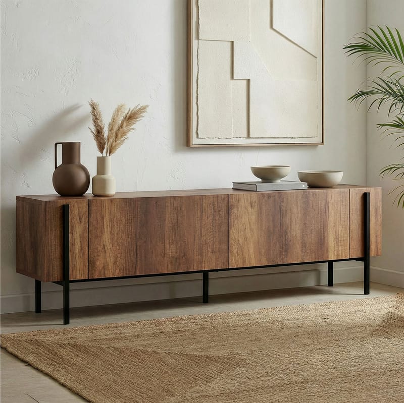 Nexus TV-benk 180 cm - Barok valnøtt og svart - Møbler - Mediamøbel & tv møbel - Mediestativ & veggfeste