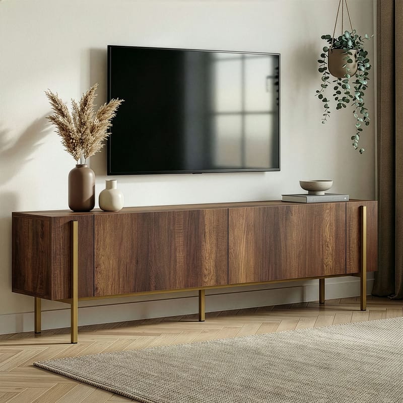 Nexus TV-benk 180 cm - Barok Walnut Gold - Møbler - Mediamøbel & tv møbel - Mediestativ & veggfeste