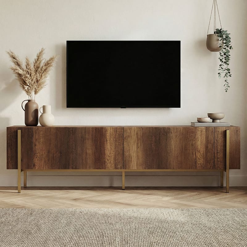 Nexus TV-benk 180 cm - Barok Walnut Gold - Møbler - Mediamøbel & tv møbel - Mediestativ & veggfeste