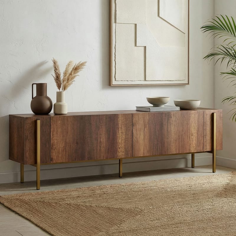 Nexus TV-benk 180 cm - Barok Walnut Gold - Møbler - Mediamøbel & tv møbel - Mediestativ & veggfeste