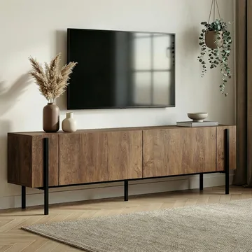 Nexus TV-benk 180 cm - Kafkas Oak og Black - Møbler - Mediamøbel & tv møbel - TV-benk & mediabenk