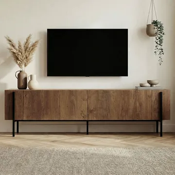 Nexus TV-benk 180 cm - Kafkas Oak og Black - Møbler - Mediamøbel & tv møbel - TV-benk & mediabenk