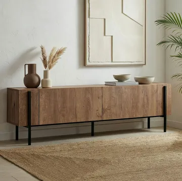 Nexus TV-benk 180 cm - Kafkas Oak og Black - Møbler - Mediamøbel & tv møbel - TV-benk & mediabenk