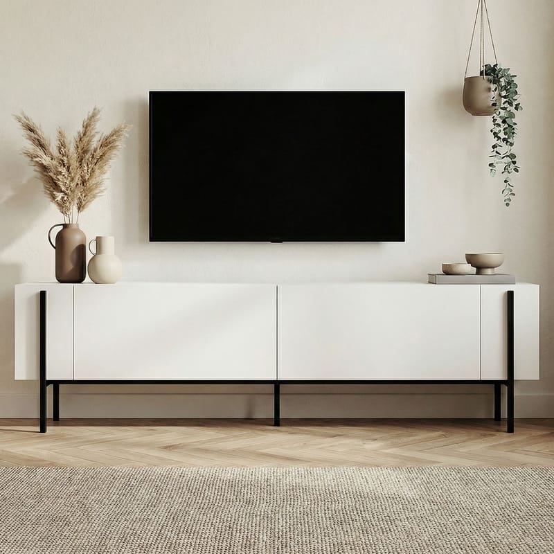 Nexus TV-benk 180 cm - Wood Black og Black - Møbler - Mediamøbel & tv møbel - Mediestativ & veggfeste