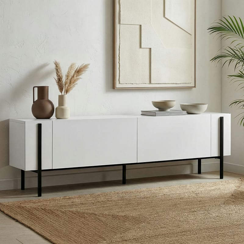 Nexus TV-benk 180 cm - Wood Black og Black - Møbler - Mediamøbel & tv møbel - Mediestativ & veggfeste