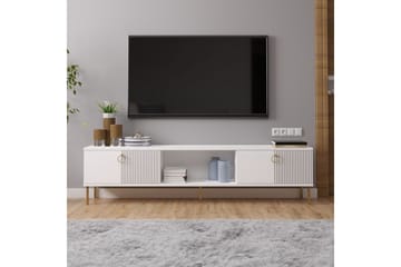 Neyra Frittstående TV-benk 180 cm med Oppbevaring i Malt Tre - Hvit - Møbler - Mediamøbel & tv møbel - TV-benk & mediabenk