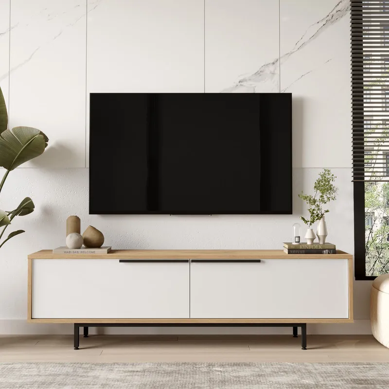 Nilena TV-benk 160x45,1x35,5 cm - eik, hvit - Møbler - Mediamøbel & tv møbel - TV-benk & mediabenk