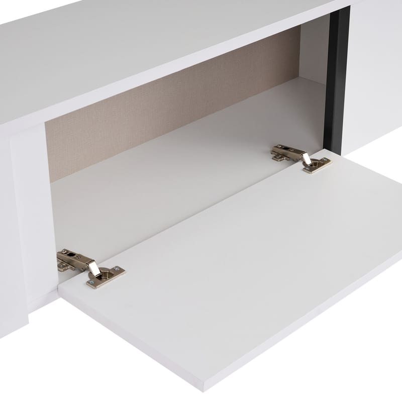 Nopira TV-benk 180 cm - Hvit og svart - Møbler - Mediamøbel & tv møbel - Mediestativ & veggfeste