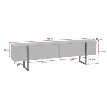 Nopira TV-benk 180 cm - Hvit og svart - Møbler - Mediamøbel & tv møbel - TV-benk & mediabenk