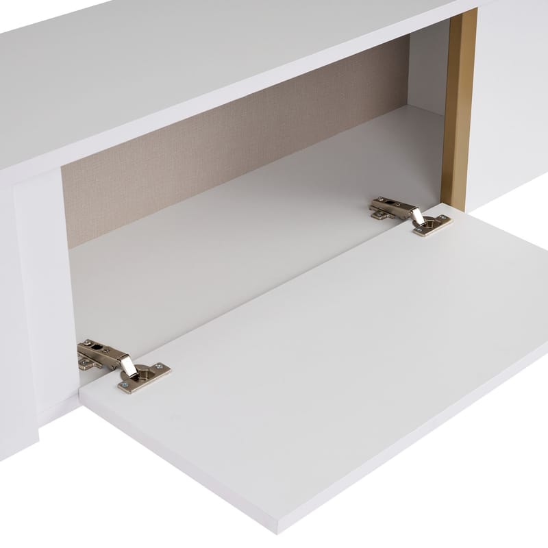 Nopira TV-benk 180 cm - Hvitt og gull - Møbler - Mediamøbel & tv møbel - Mediestativ & veggfeste