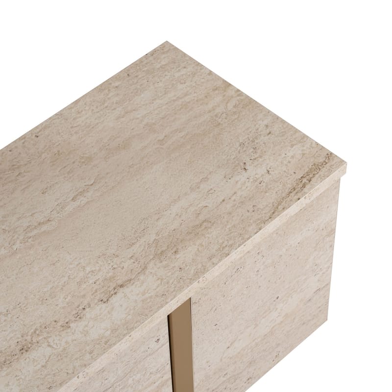 Nopira TV-benk 180 cm - Travertin og gull - Møbler - Mediamøbel & tv møbel - Mediestativ & veggfeste