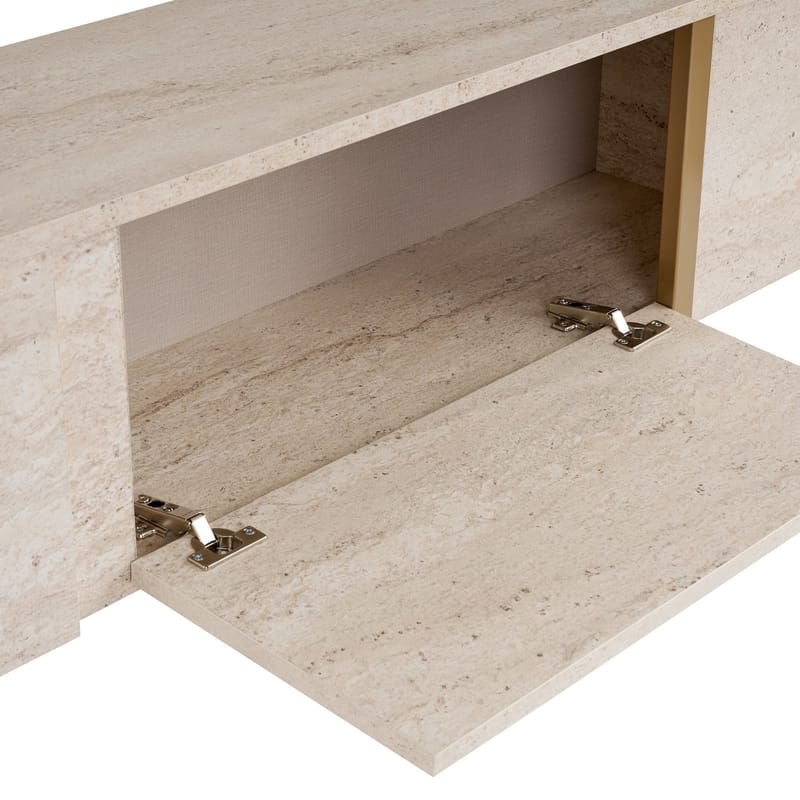 Nopira TV-benk 180 cm - Travertin og gull - Møbler - Mediamøbel & tv møbel - Mediestativ & veggfeste