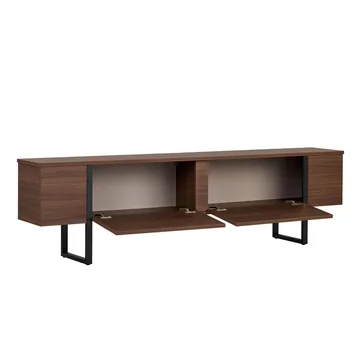 Nopira TV-benk 180 cm - Valnøtt og svart - Møbler - Mediamøbel & tv møbel - TV-benk & mediabenk