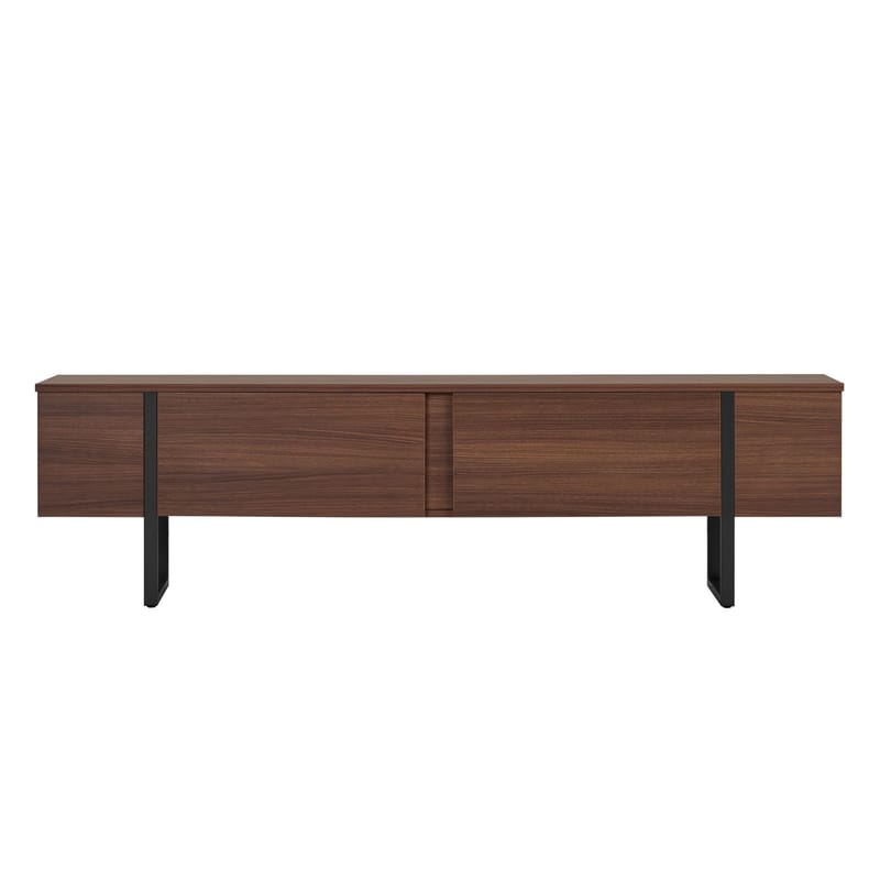 Nopira TV-benk 180 cm - Valnøtt og svart - Møbler - Mediamøbel & tv møbel - Mediestativ & veggfeste