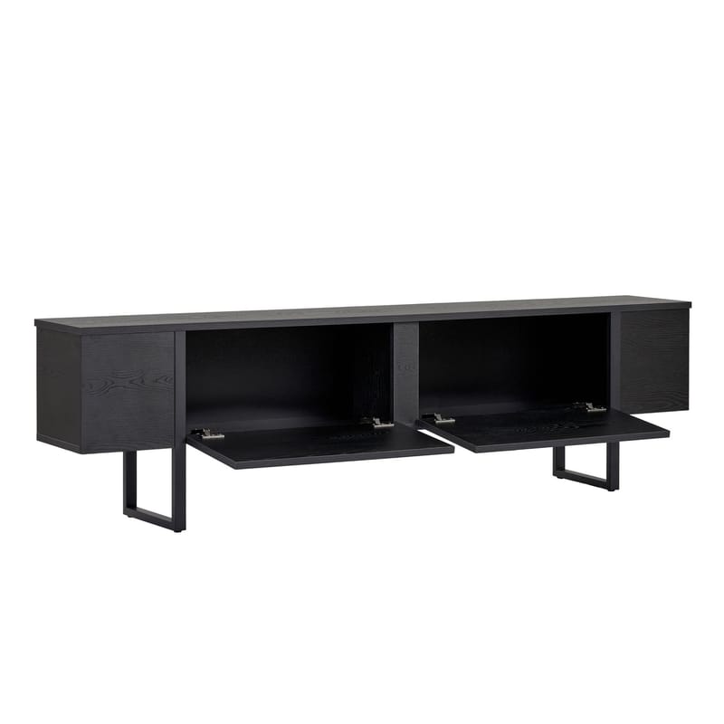 Nopira TV-benk 180 cm - Wood Black og Black - Møbler - Mediamøbel & tv møbel - Mediestativ & veggfeste