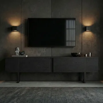 Nopira TV-benk 180 cm - Wood Black og Black - Møbler - Mediamøbel & tv møbel - TV-benk & mediabenk