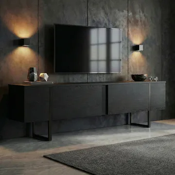 Nopira TV-benk 180 cm - Wood Black og Black - Møbler - Mediamøbel & tv møbel - TV-benk & mediabenk