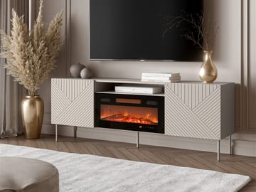 Norrs Gulvstående TV-benk 191 cm med Oppbevaring i Malt Tre - Beige - Møbler - Mediamøbel & tv møbel - TV-benk & mediabenk