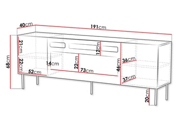 Norrs Gulvstående TV-benk 191 cm med Oppbevaring i Malt Tre - Beige - Møbler - Mediamøbel & tv møbel - TV-benk & mediabenk