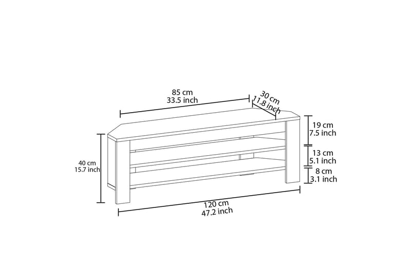 Oderzo TV-benk 120 cm - Grå - Møbler - Mediamøbel & tv møbel - TV-benk & mediabenk