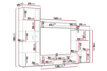 Olerum TV-møbelsett 256x40 cm - Natur - Møbler - Mediamøbel & tv møbel - TV-møbelsett