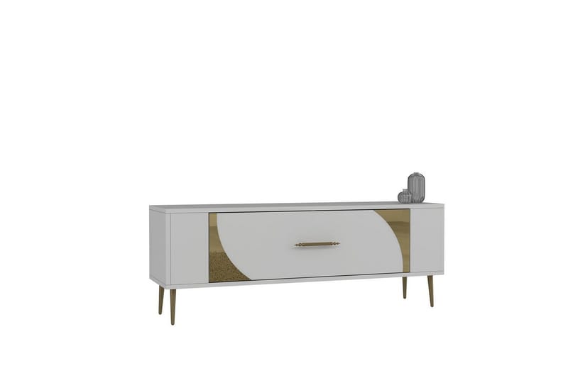 Olyra TV-benk 120 cm, Hvit/Gull