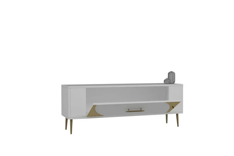 Olyra TV-benk 120 cm - Hvit/Gull - Møbler - Mediamøbel & tv møbel - TV-benk & mediabenk