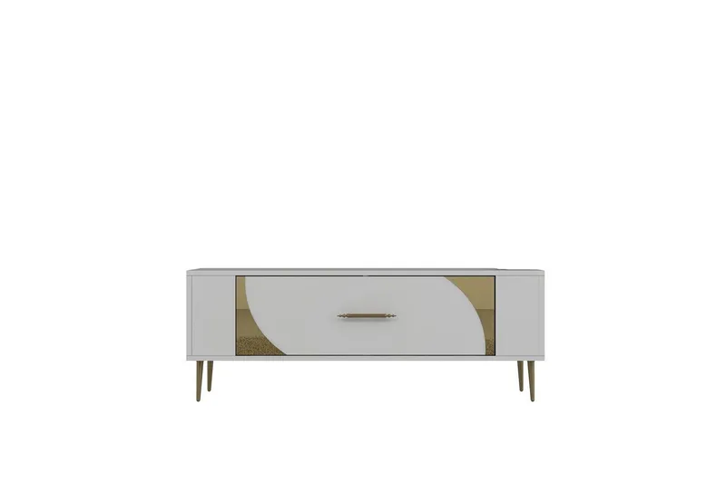 Olyra TV-benk 120 cm - Hvit/Gull - Møbler - Mediamøbel & tv møbel - TV-benk & mediabenk