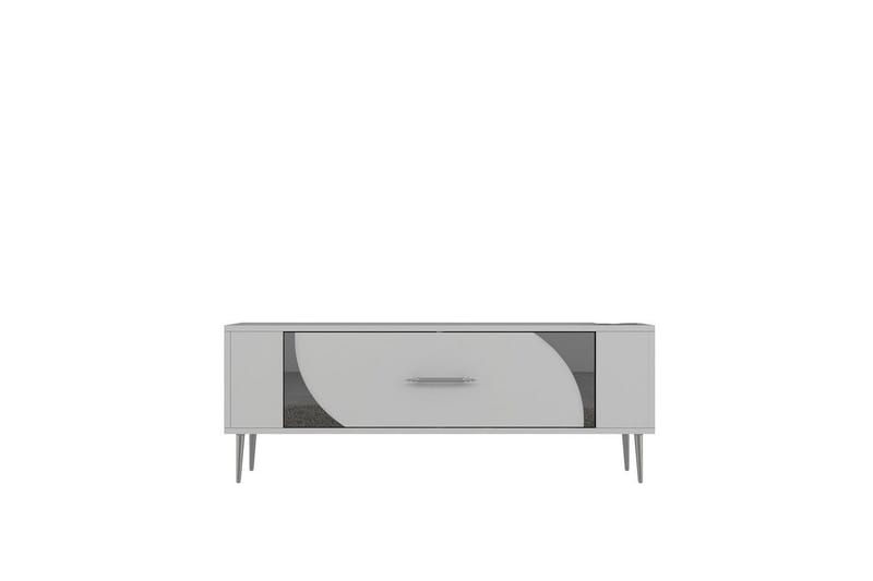 Olyra TV-benk 120 cm - Hvit/Sølv - Møbler - Mediamøbel & tv møbel - TV-benk & mediabenk