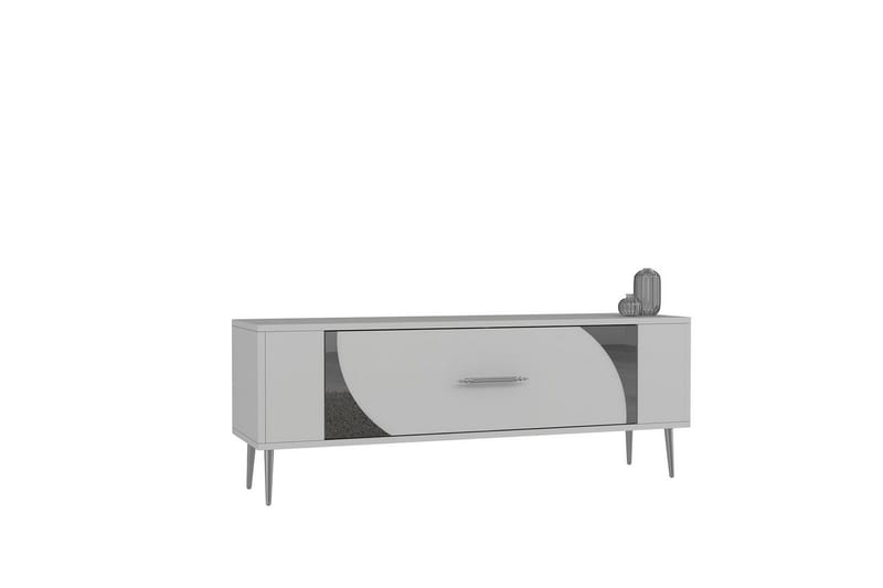 Olyra TV-benk 120 cm, Hvit/Sølv