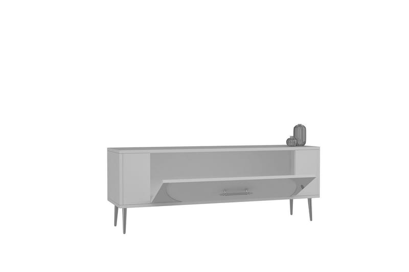 Olyra TV-benk 120 cm - Hvit/Sølv - Møbler - Mediamøbel & tv møbel - TV-benk & mediabenk