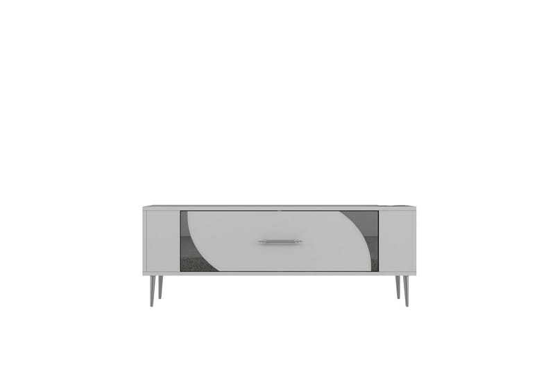 Olyra TV-benk 120 cm - Hvit/Sølv - Møbler - Mediamøbel & tv møbel - TV-benk & mediabenk