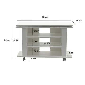 Olyricon TV-benk 78 cm med oppbevaring rullbar - Hvit og svart - Møbler - Mediamøbel & tv møbel - TV-benk & mediabenk