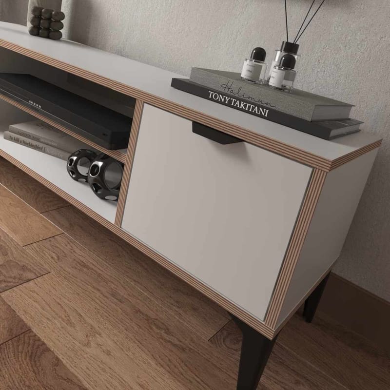 Olyros TV-benk 140 cm - Hvit - Møbler - Mediamøbel & tv møbel - Mediestativ & veggfeste