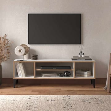 Olyros TV-benk 140 cm med Oppbevaring i Tre med Metallben - Hvit - Møbler - Mediamøbel & tv møbel - TV-benk & mediabenk
