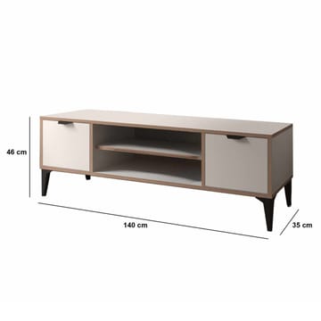 Olyros TV-benk 140 cm med Oppbevaring i Tre med Metallben - Hvit - Møbler - Mediamøbel & tv møbel - TV-benk & mediabenk