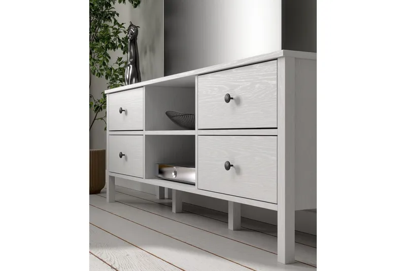 Olyros TV-benk 160 cm - Natur/Hvit - Møbler - Mediamøbel & tv møbel - TV-benk & mediabenk